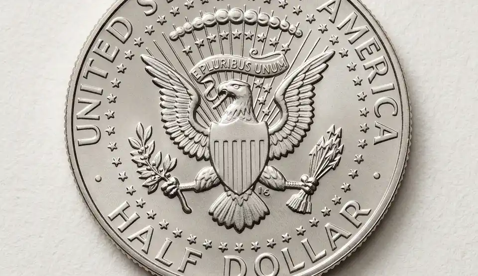 Single 2024 half dollar on matte archival surface